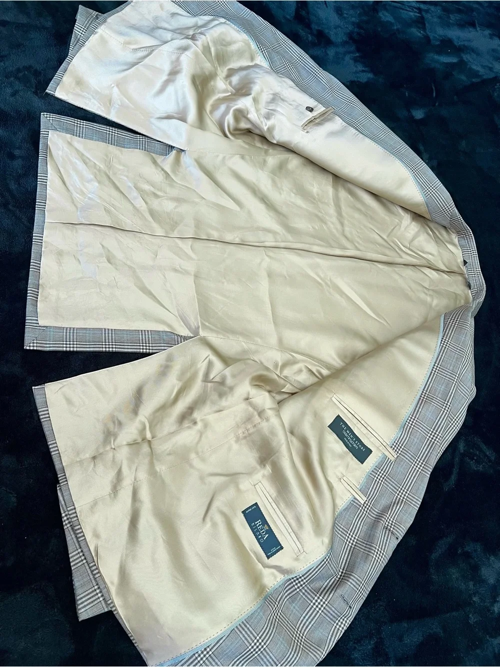 Bloomingdale's Italian Reda Super 130, Sport Coat , Beige with Blue Windowp